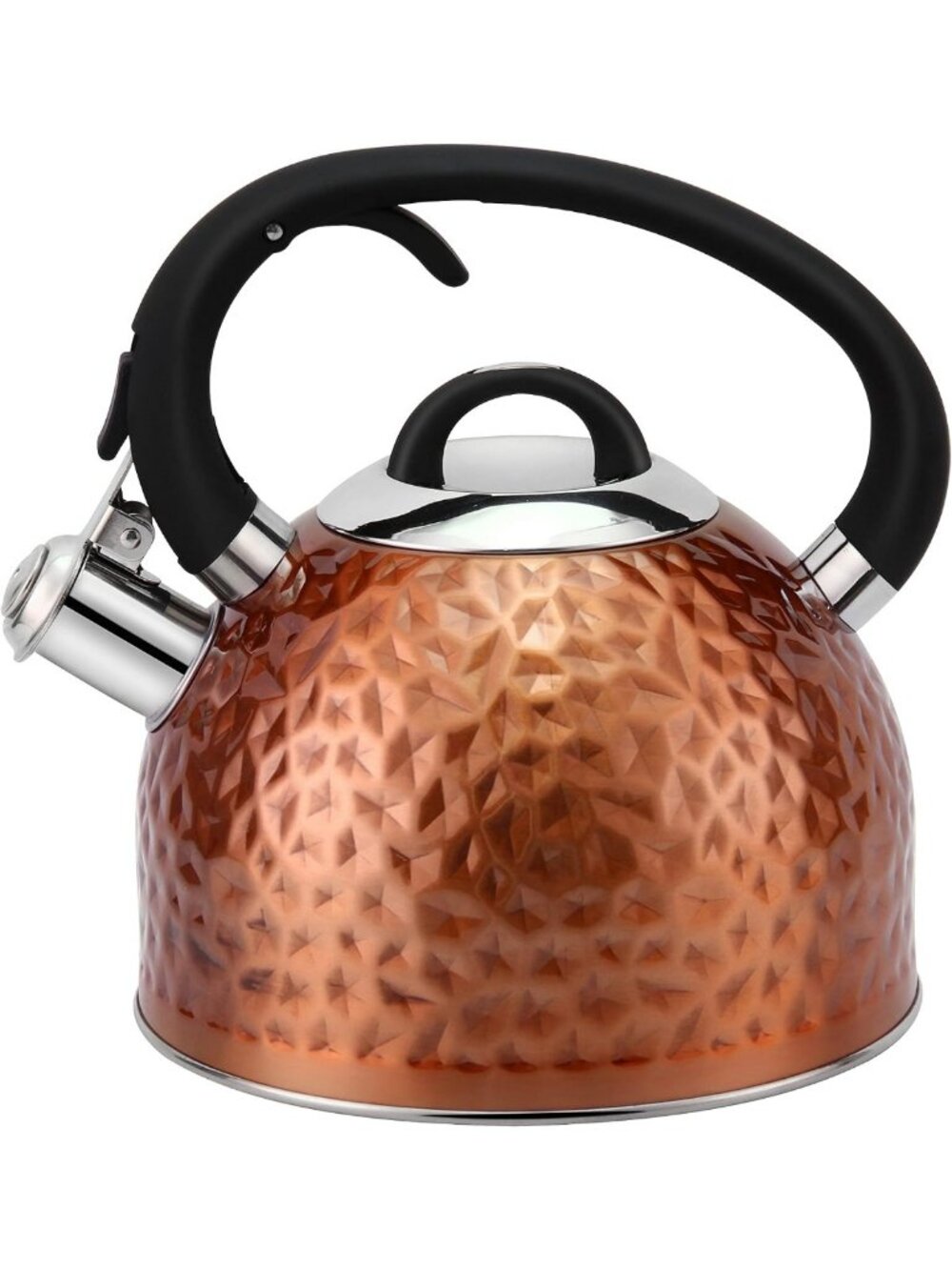 Whistling Copper Tea Kettle - Stainless Steel 3.2 Quart Teapot with Unique